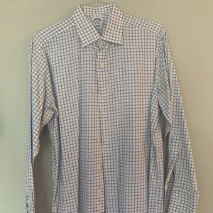 Brooks Brothers Men's Blue and White Button Down Shirt, Size 16 Neck